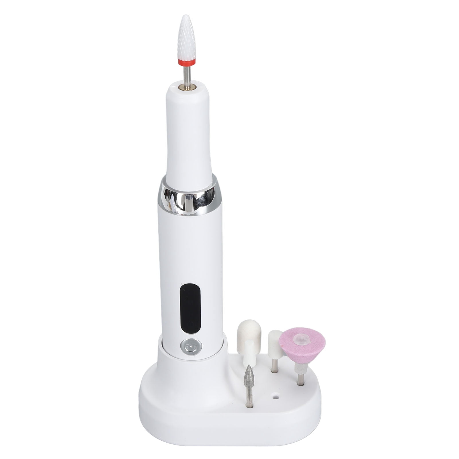 YAHHU Portable Electric Nail Drill Machine 15000 RPM 3 Gears CW CCW Rotation Rechargeable Polishing Kit with 12 Grinding Heads, White