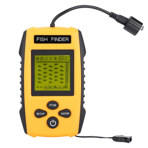 YAHHU Portable Fish Finder, 100M / 328ft Depth Sounder Fishfinder with LCD Display, Sonar Sensor Transducer & Neck Strap for Freshwater Saltwater Ice Fishing, Model TL88E