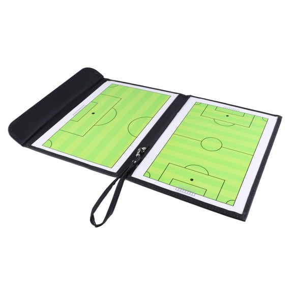 YAHHU Portable Folding Soccer Strategy Board with Magnetic Pieces & Marker Pen Durable PU Leather, Flip Design, Ideal for Coaches