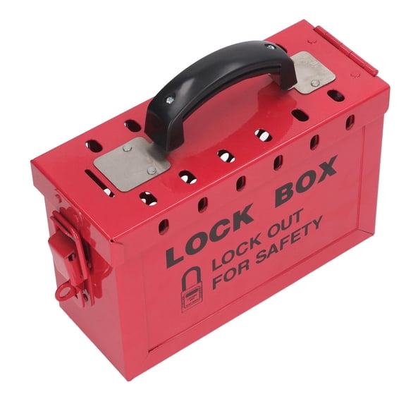 YAHHU Portable Safety LOTO Lockbox 13Lock Stainless Steel Group Padlock Box  OSHA Compliant, Red Powder Coated, Ergonomic Handle