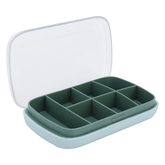 YAHHU Portable Sealed Tablet Box 7-Grid Large Capacity Storage Medicine Container Green for Travel Compact Pill Organizer (2.8x4.5x0.8 inches / 7x11.5x2 cm) Daily Health Regimen Assistant