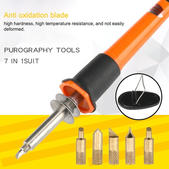 YAHHU Portable Soldering Iron Set 30W Carving Pyrography Tool 7-in-1 Wood Embossing Burning Pen Kit
