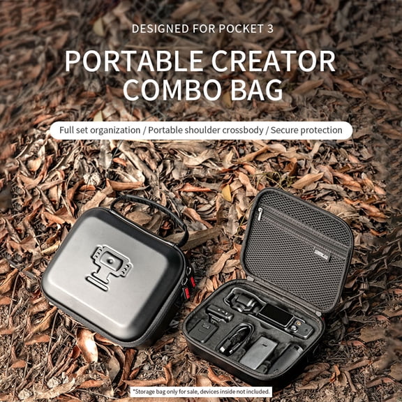 YAHHU Portable Sports Camera Case for DJI Pocket 3, Semi-open Storage Box with Support for Battery Handle, Mini Tripod & Accessories, 8.66 inches / 22 cm, Black