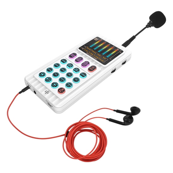 YAHHU Portable Voice Changer Device with 8 Sound Effects Colorful Lighting Mini Live Broadcast Handheld Microphone Sound Machine for Phone Laptops Computer Games Sound Card 6.1 inches / 15.5 cm
