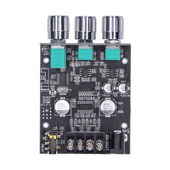 YAHHU Power Amplifier Module Mini High Low Adjustment 2.0 Stereo Dual Channel 2x50W Audio Amplifier Board DC 9-24V Bluetooth 5.0 with 3.5mm AUX Input for Home Theater Speakers (4.72 inches / 12 cm)