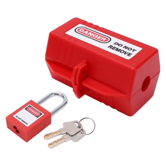 YAHHU Power Plug Safety Lockout Kit with 38mm / 1.5in Long Padlock for Air Conditioner TV Industry Chemistry Large Lock Box Tagout Devices 1 Count