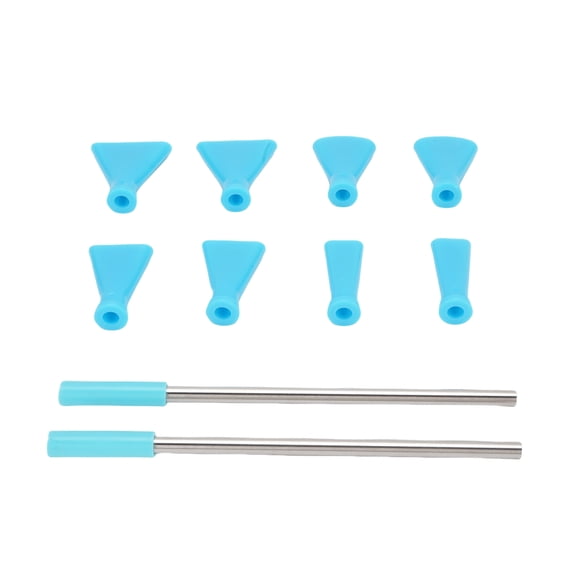 YAHHU Premium 10-Piece Stainless Steel Straw Blow Nozzles Set, Multifunctional Acrylic Pouring Paint Supplies for Fluid Art, Dutch Pours, and Blowing Techniques, Blue (6.69 inches / 17 cm)