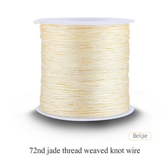 YAHHU Premium 100M x 0.8mm Nylon Chinese Knot Cord Rattail Macrame Shamballa Thread String Beige for Jewelry Making Bracelets Necklaces Knitting Crafts Sewing Weaving Projects 328 Feet / 100 Meters