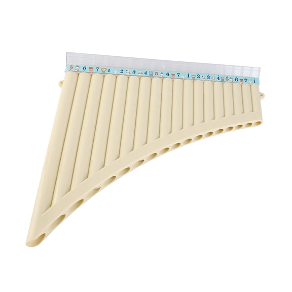 YAHHU Premium 18 Pipes Pan Flute C Key Panpipes with Mouthpiece, High Quality ABS Wind Instrument for Students and Beginners, Includes Carrying Cloth Bag, Easy to Learn, Off White, 10.24 in / 26 cm