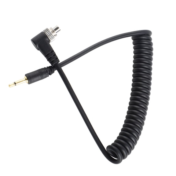 YAHHU Premium 2.5mm to Male Flash PC Sync Cable Cord with Secure Screw Lock, Extended Coiled Wire for DSLR Cameras and Photography Studio Flash Triggers, 39.3 Inches (100 cm) Length, Black