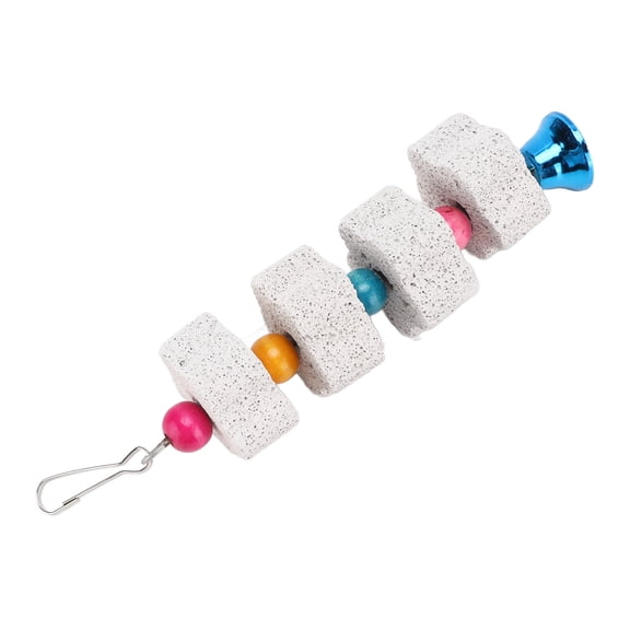 YAHHU Premium Bird Chewing Toys Beak Grinding Stone For Parrots Hamsters And Other Small Animals Featuring Colorful Beads And Sweet Sounding Bells For Daily Exercise And Fun (6.3 inches / 16 cm)