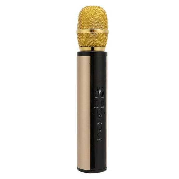 YAHHU Premium Bluetooth Handheld Microphone Kit, Noise Reduction Stereo Wireless Karaoke Mic with Recording Feature, Ideal for Smartphone, PC, Parties & Kids, Gold (10.24 inches / 26 cm)