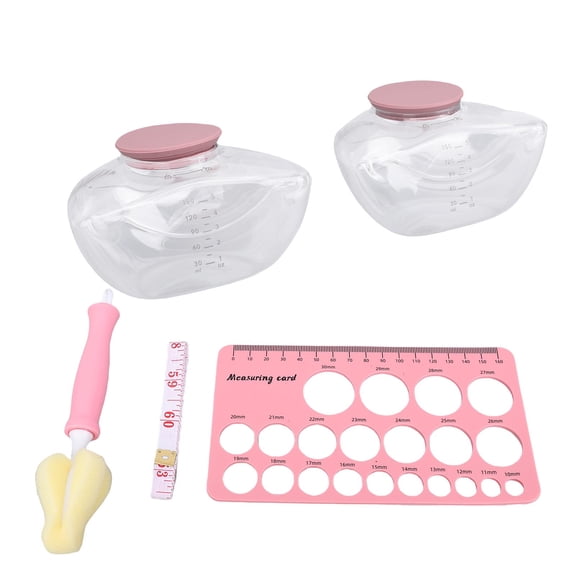 YAHHU Premium Breastfeeding Parts Replacement for Momcozy M9 Wearable Breastpump Accessories Kit with Silicone Nipple Ruler, 2 Pcs 150ML 5oz Collection Bottles, 1.5m Measuring Tape and Clean Brush