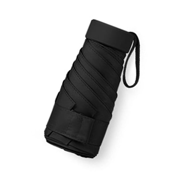 YAHHU Premium Compact Travel Umbrella Waterproof Sunshade Capsule Shape with Protective Case, Portable Mini Foldable Rain Sun Protection for Women Men Adult, Solid Black Edition