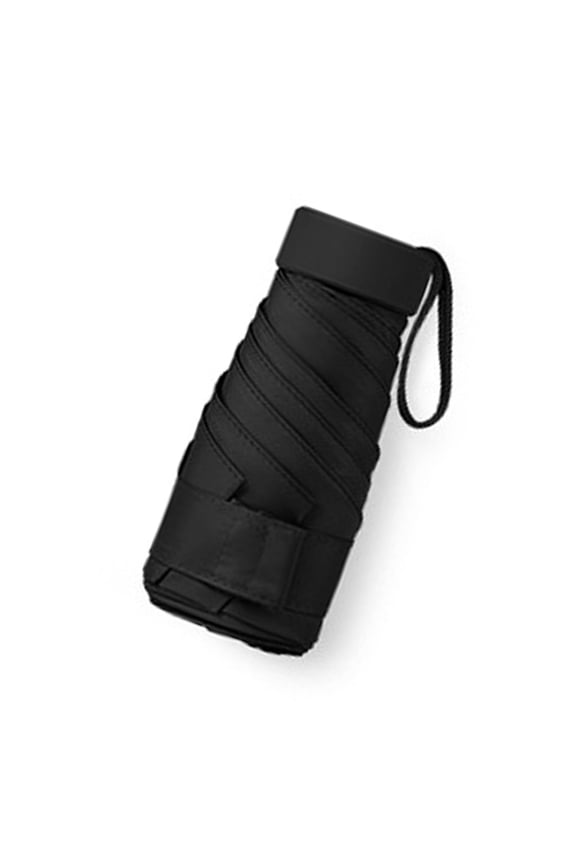 Premium Compact Travel Umbrella Waterproof Sunshade Capsule Shape with Protective Case, Portable Mini Foldable Rain Sun Protection for Women Men Adult, Solid Black Edition