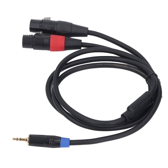 YAHHU Premium Dual Female XLR to 3.5mm Y Splitter Cable 1/8 Inch TRS Stereo Aux Interconnect Microphone Adapter Cord for Audio Mixer and CD Player, Black, 1m / 3.3ft / 39.37 inches