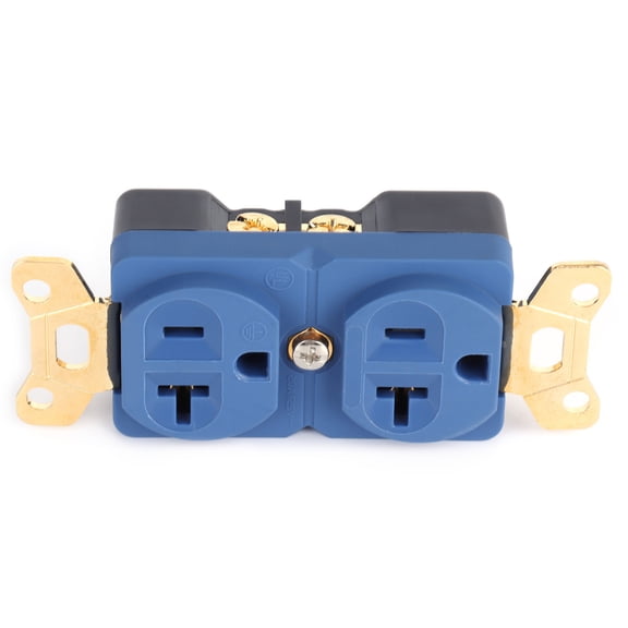 YAHHU Premium Duplex Receptacle AC Pure Copper 24K Gold Plated Power Outlet Socket 20A 125V Heavy Duty Wall Plug for Audiophile Home Audio and Video Grade System, 5.12 inches / 13.00 cm