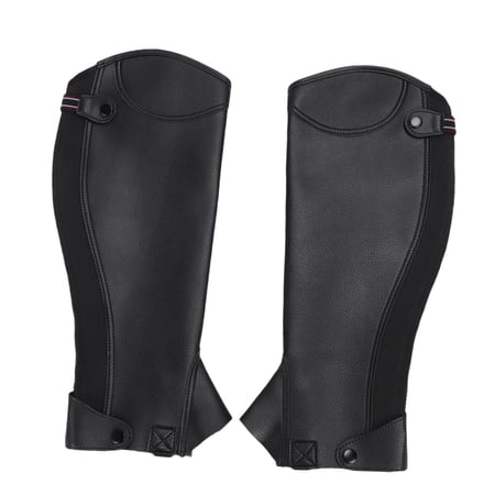 YAHHU Premium Equestrian Half Chaps for Adults - Microfiber Protective Leg Guard Half Chap for Horse Riding Comfort and Durability, Black (3XL)