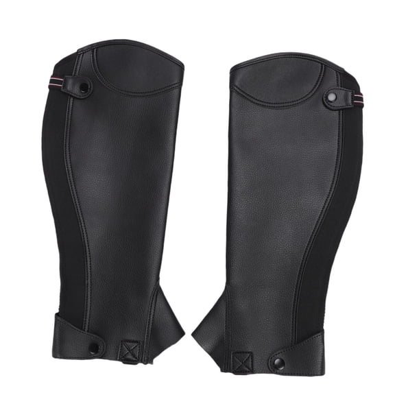 YAHHU Premium Equestrian Half Chaps for Adults - Microfiber Protective Leg Guard Half Chap for Horse Riding Comfort and Durability, Black (XL)