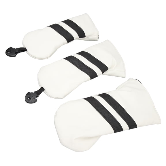 YAHHU Premium Golf Club Head Covers PU Leather Driver Wood Fairway Hybrid Dustproof Protector with Rotatable Label Tag for Sports Outdoors, Universal Fit, 12.2 inches / 31 cm, Classic White