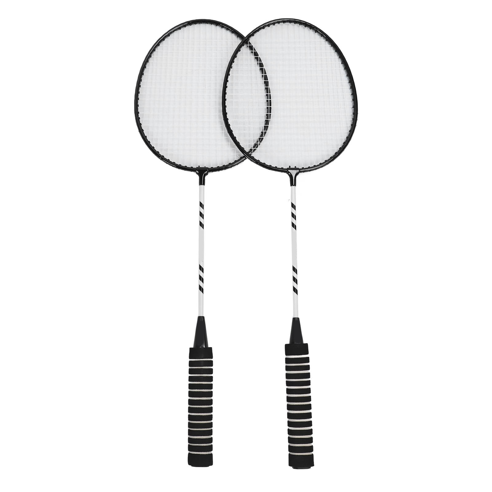 YAHHU Premium Iron Alloy Badminton Rackets Set with Nylon Shuttlecocks and Carrying Bag, 2 Player Set, 5 Pieces, Black