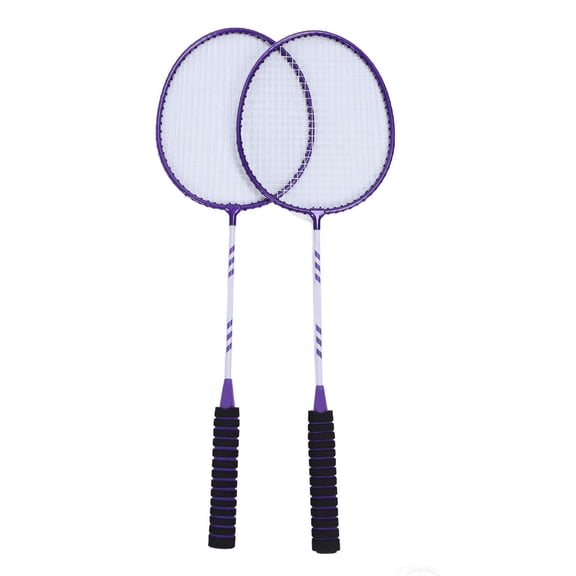 YAHHU Premium Iron Alloy Badminton Rackets Set with Nylon Shuttlecocks and Carrying Bag, 2 Player Set, 5 Pieces, Purple Blue