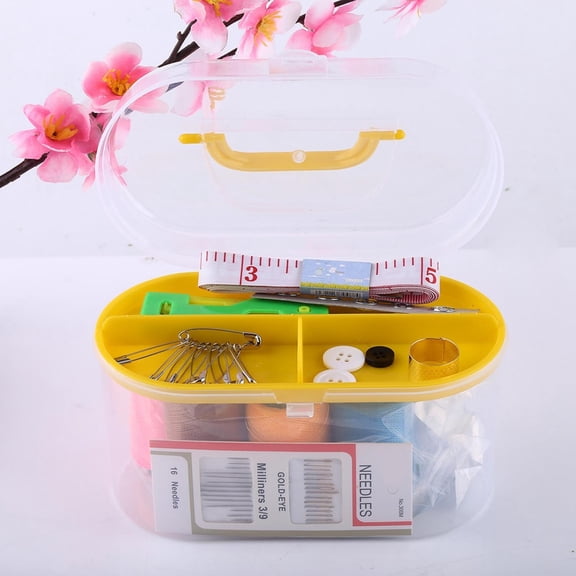 YAHHU Premium Large 10-Piece Sewing Kit Set with Threads Needles Tape Measure Scissor Thimble Clear Storage Case for Travel Home Emergency Fix (5.9 inches / 15 cm)