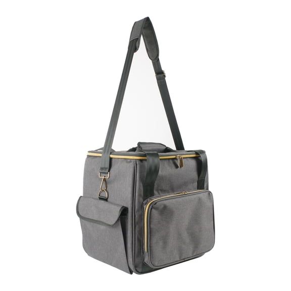 YAHHU Premium Large Capacity Vinyl Record Storage Bag and Travel Carrying Case, Holds Up to 45 Records 12 Inch Albums, Waterproof Protective Organizer with Shoulder Strap for Music Collection, Grey