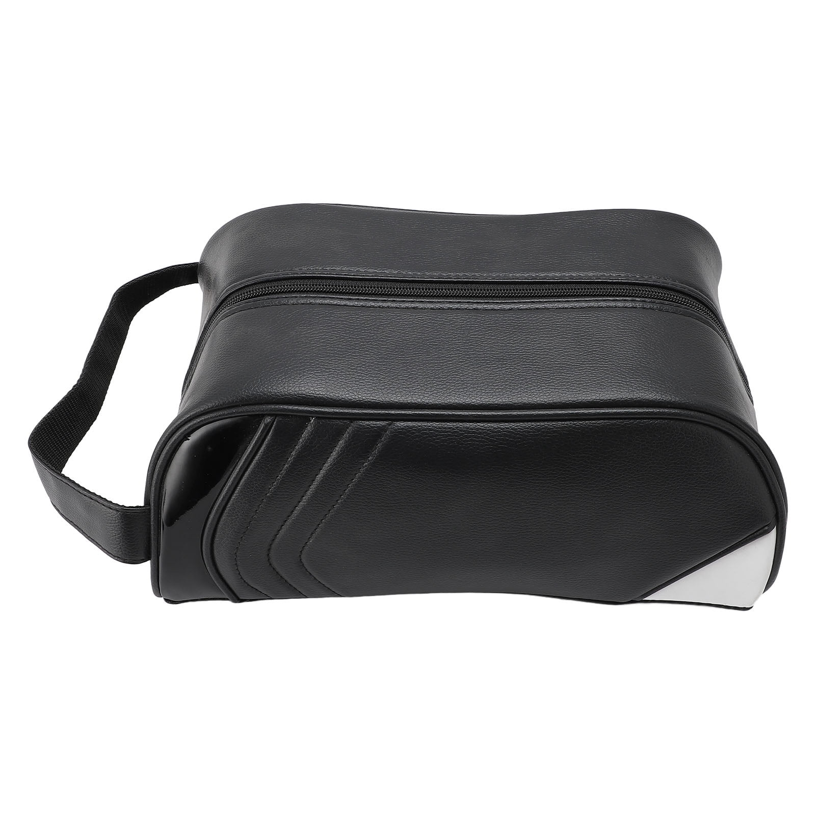 YAHHU Premium PU Leather Golf Shoe Carrier Bag for Travel & Storage - Water Resistant, Multifunctional Portable Organizer with Handle, Black, Fits Large Shoes, 15.7 x 9.4 x 3.1 Inches