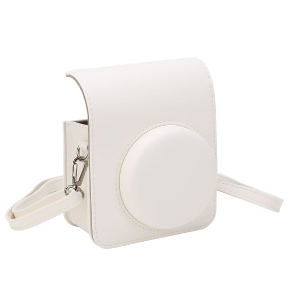 YAHHU Premium PU Leather Instant Camera Protective Case Retro Rainproof Scratch Proof Cover Bag with Adjustable Removable Shoulder Strap for Instax Mini 40, White Variant