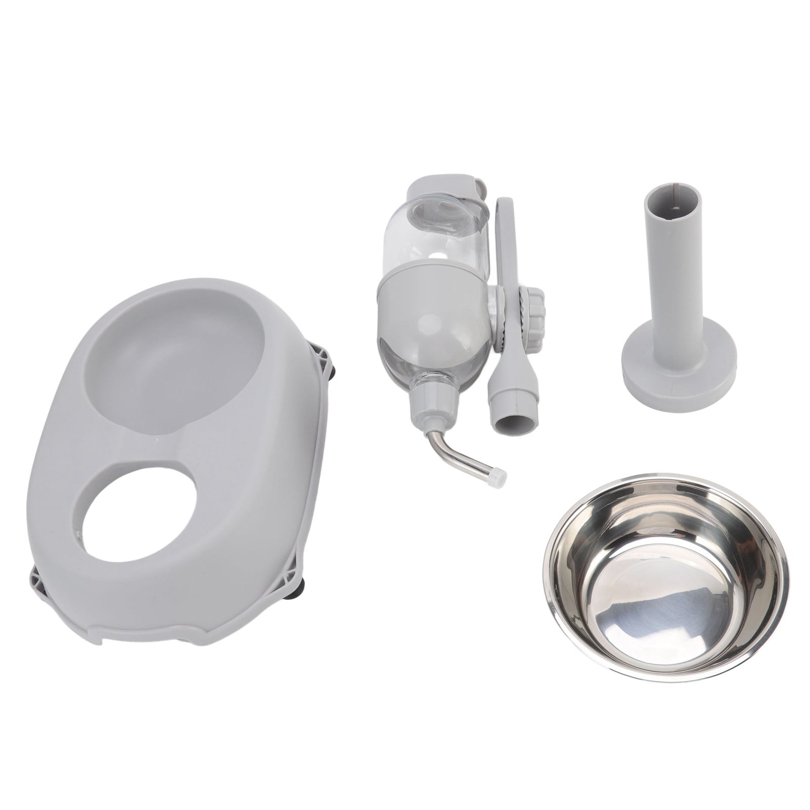 YAHHU Premium Pet Standing Water Dispenser Bowl 16.9 fl oz / 500ml Multifunctional Detachable Height Adjustable Automatic Gravity Water Feeder Station For Cats And Dogs Grey