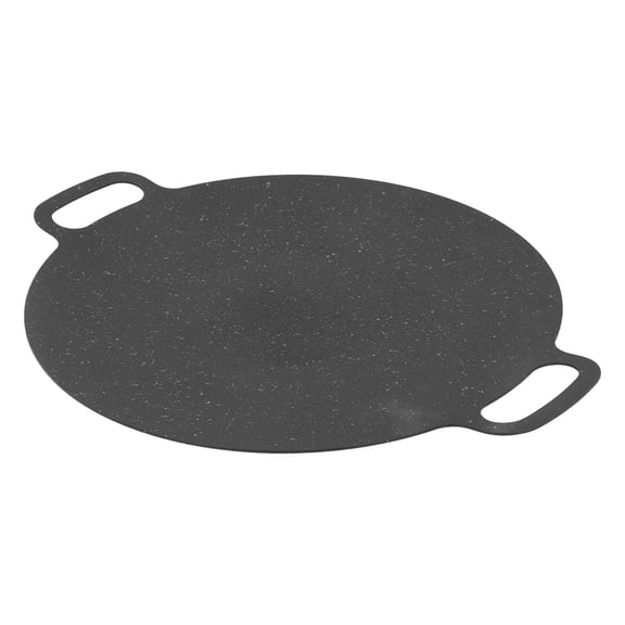 YAHHU Premium Round Korean BBQ Grill Pan, Non-Stick Iron Griddle for Indoor & Outdoor Cooking, 9.84 in / 25 cm, Black