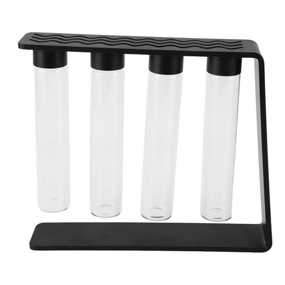 YAHHU Premium Single Dose Glass Coffee Bean Cellar Tubes Container Set with Airtight Lids, Elegant Metal Display Stand & Funnel for Home Barista Espresso Accessories, 11 inches / 28 cm Height