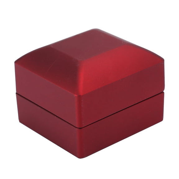 YAHHU Premium Square Ring Box Jewelry Earring Presentation Case with Built-in LED Light for Wedding Engagement Proposal, Red and Black, 2.3 Inches / 5.8 cm