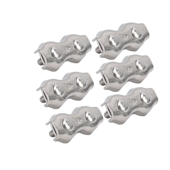 YAHHU Premium Stainless Steel Duplex Wire Rope Clip Cable Clamps M4 Duplex 2-Post Cable Clamp Heavy Duty Marine Rigging Hardware Kit for Wire Cable 6 Packs (9.00x6.00x2.00 inches)