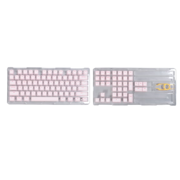 YAHHU Premium Translucent RGB Pudding Keycaps, 113 Keys PBT Keycaps and Silicone Pudding Keycaps Set for 61 64 68 72 82 84 87 104 108 Mechanical Keyboards, Quiet Office Layout, Sakura Pink