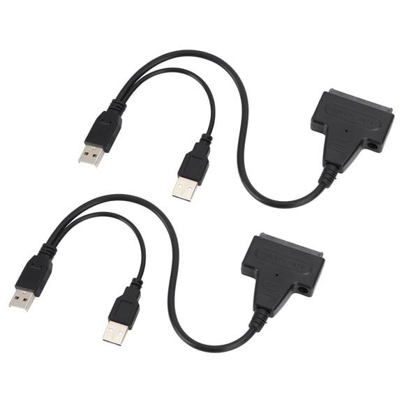 YAHHU Premium USB 2.0 to SATA 7+15Pin Adapter Converter Cable for 2.5 Inch SSD and Hard Drive High Speed 480Mbps Dual Unit Connector Cord 2.5 Inches / 6.4 cm Black