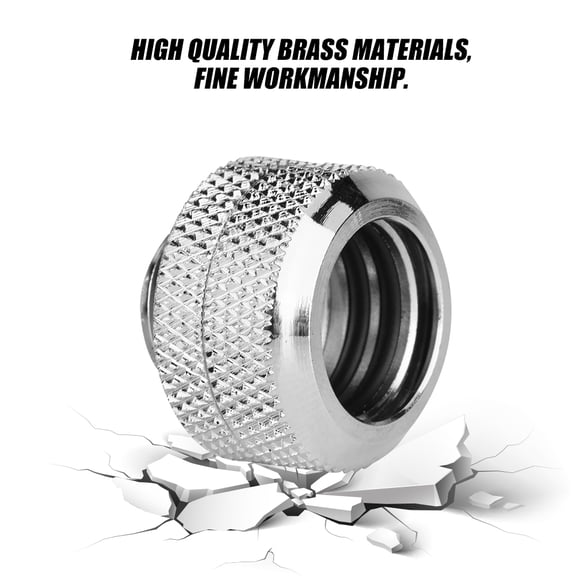YAHHU Premium Water Cooling Compression Fitting for Rigid Acrylic Tubing OD 14mm / 0.55 inches Leakproof Brass Connector G1/4 Threaded High-Performance Liquid Cooling Joint, 2-Pack Silver