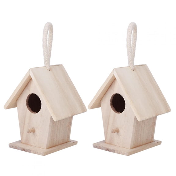 YAHHU Premium Wooden Bird House Kit Hanging Nesting Box for Outdoor Backyard Garden Patio, 3.3x4.3x2.6 inches / 8.5x11x6.5 cm Wild Bird Shelter Home Ornaments (2 Pieces)