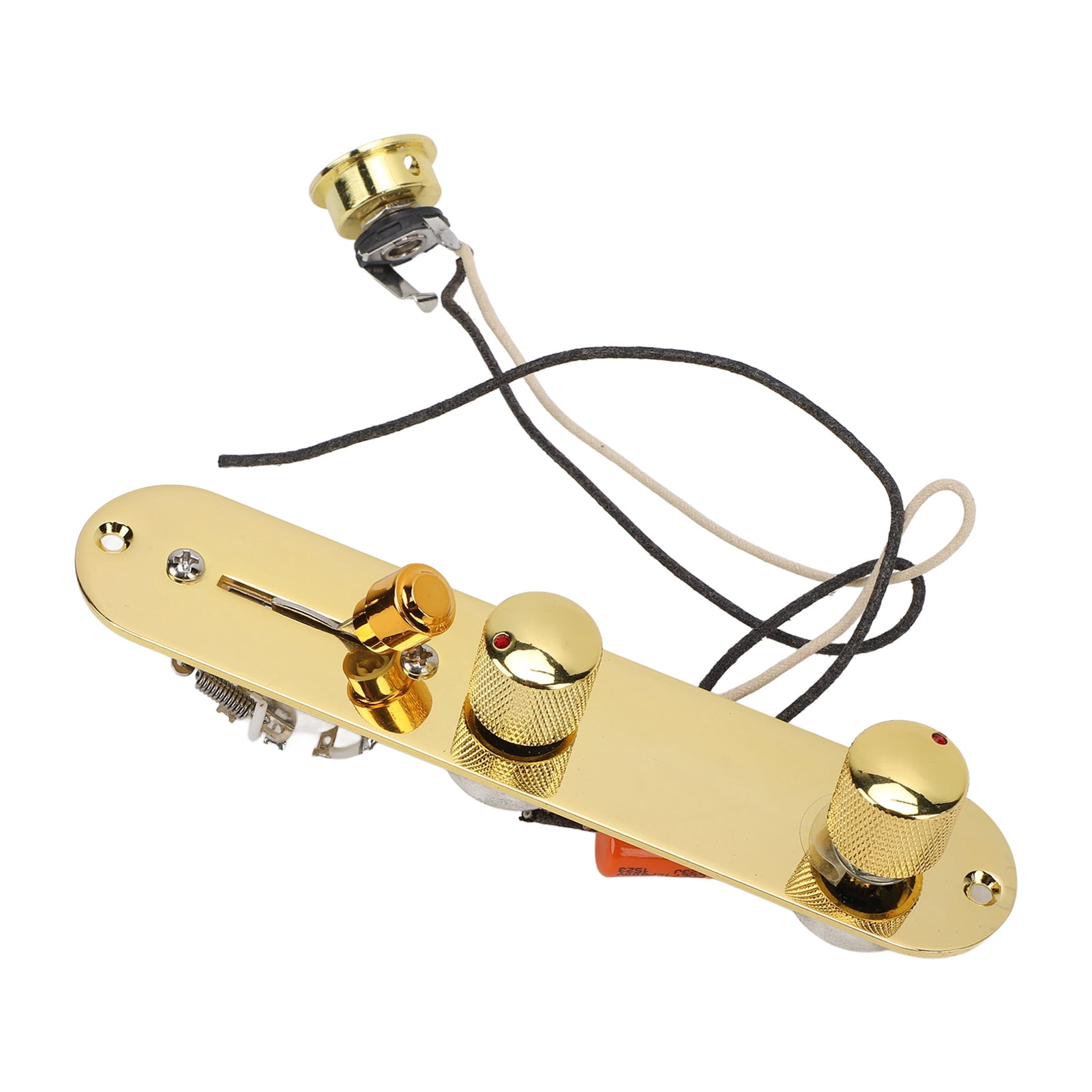 YAHHU Prewired Guitar Control Plate Replacement Parts with 5 Way Switch 250K Potentiometers Volume Tone Controls Plate for Telecaster Electric Guitars, High Precision Assembly, Gold, 9.45 inches