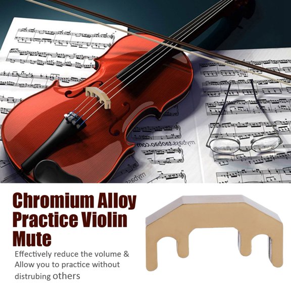 YAHHU Professional Chromium Alloy Practice Violin Mute, 4-Prong Stringed Instrument Accessory, Gold, Reduces Volume for Quiet Practice Sessions, Durable Metal Mellow Sound (1.97 inches / 5 cm)
