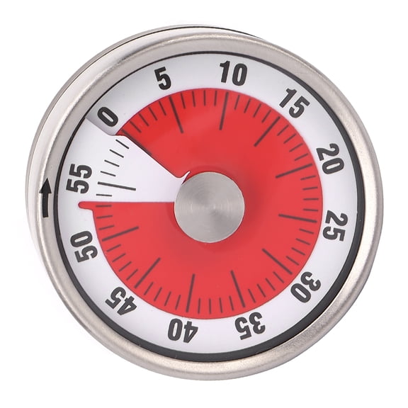 YAHHU Professional Magnetic Mechanical Kitchen Timer White Round 60-Minute Visual Countdown for Cooking Studying Baking (2.75 inches / 7 cm)