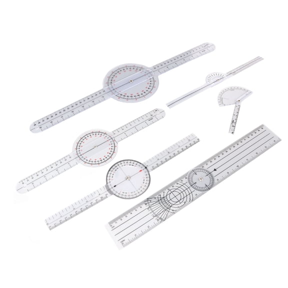 YAHHU Professional Medical Goniometer Set for Physical Therapy and Joint Angle Measurement 6 Piece Clear Plastic Orthopedic Spinal Finger Goniometers 6 inches 8 inches 10 inches Multi Pack Toolkit