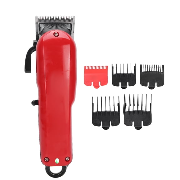 YAHHU Professional Men's Rechargeable Cordless Hair Clipper & Electric Carving Trimmer Kit, 40W 1000mAh Lithium Battery, 4 Guide Combs, Red (10.6 inches / 27 cm)