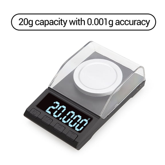 YAHHU Professional Milligram Scale Portable Digital Jewelry Gold Weighing Device 20g x 0.001g High Precision Mini Pocket Scale Compact Dimensions 4.33 inches / 11 cm Silver