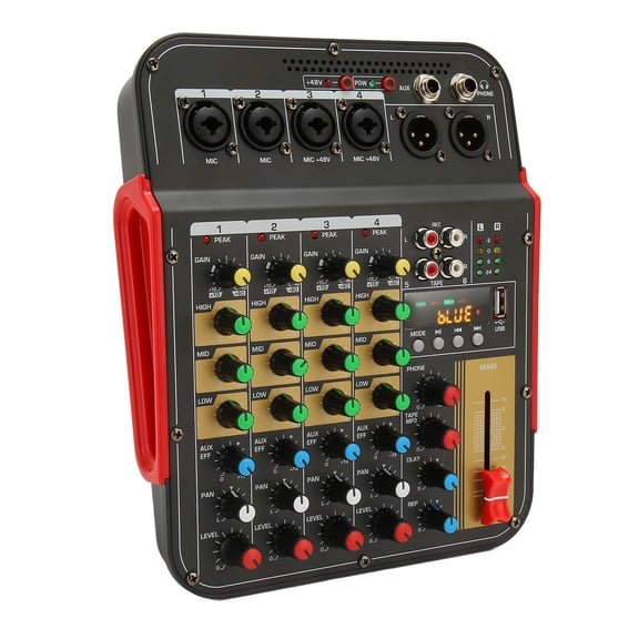 YAHHU Professional Sound Mixer Bluetooth USB MP3 Playback Built in DPS Sound Controller 4 Channel Mixer with Digital Display (12.6 in / 32 cm)