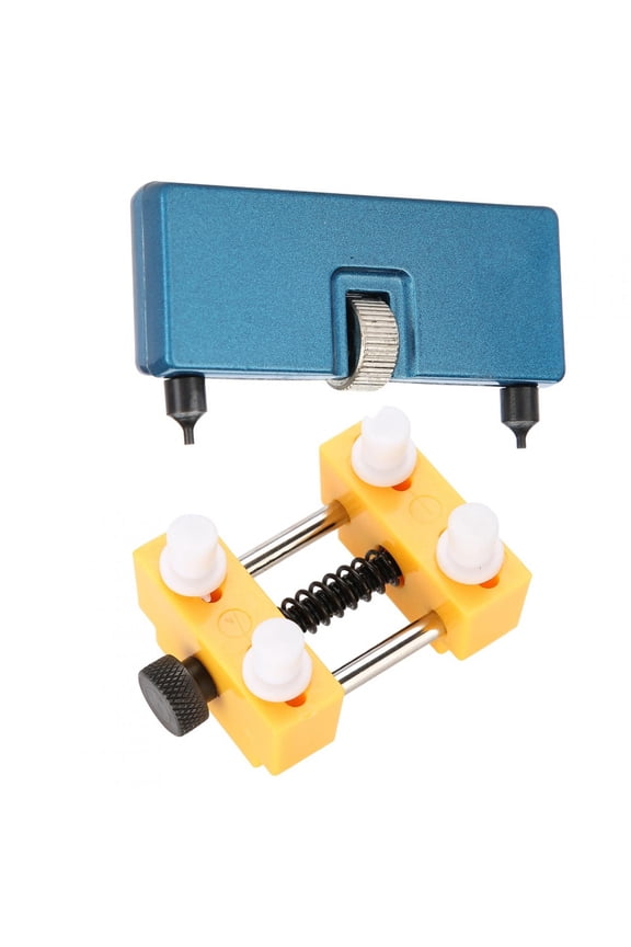 Professional Watch Repairing Tool Set Rear Case Cover Opener With Yellow Fixing Base, 2-in-1 Adjustable Kit for Easy Battery Replacement, Lightweight and Portable (2.72 inches / 6.9 cm)