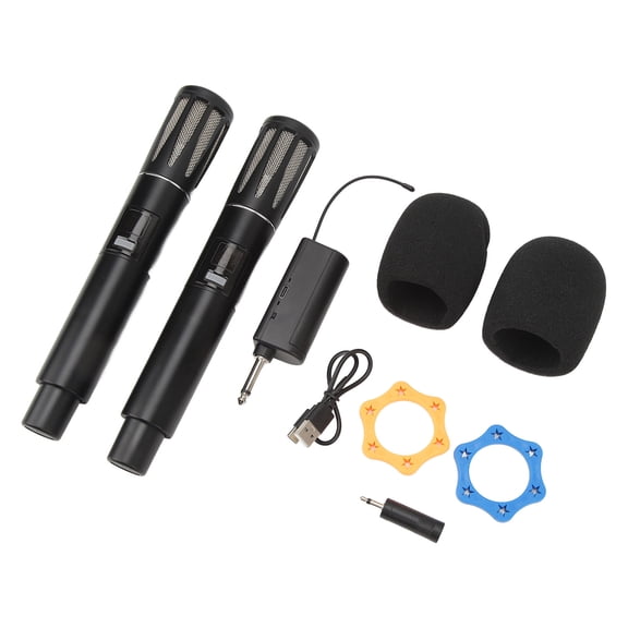 YAHHU Professional Wireless Microphone Black UHF Dynamic Handheld Set for Performance Home Use (11.81 inches / 30 cm)