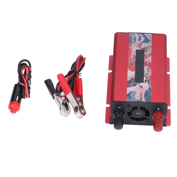 YAHHU Pure Sine Wave Inverter 3000W DC 12V to AC 110V Car Power Converter with LCD Display, Red (9.06 inches / 23 cm)