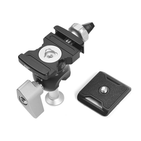 YAHHU Q-01A Tripod Head Aluminium Alloy Inverted Camera Ballhead with Quick Release Plate and 1/4 Inch Screw Mount 3kg/6.6lbs Load Capacity Panoramic Ballhead for DSLR Cameras Camcorders Black